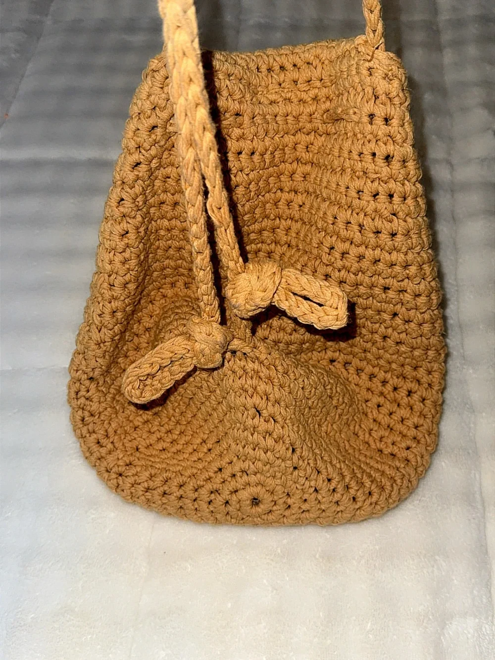 Handcrafted Camel Crochet Backpack with Flap